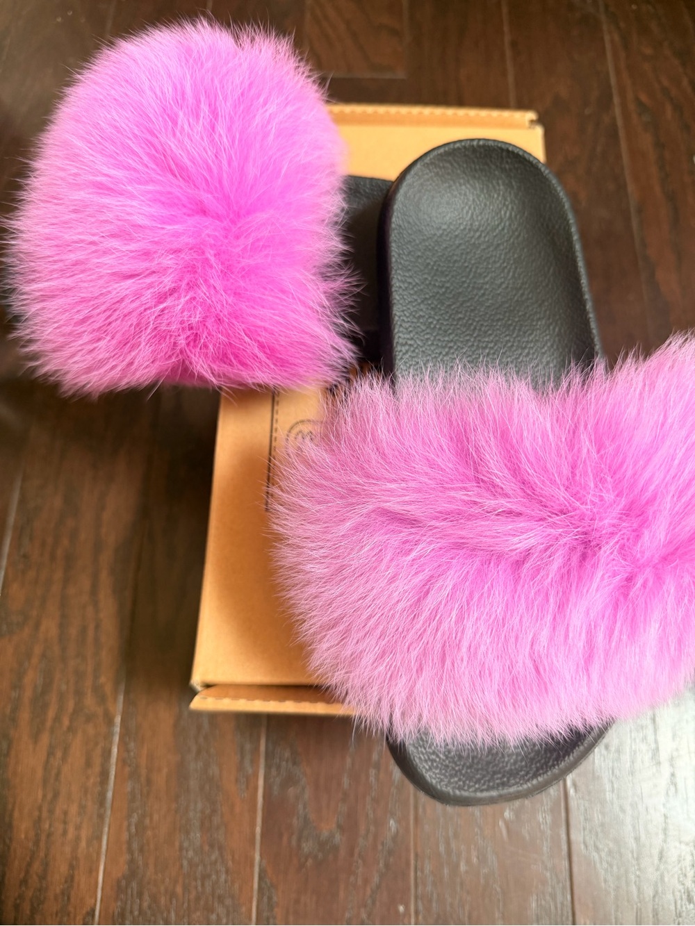 Plush Light Purple Faux Fur Slide Sandals for Women